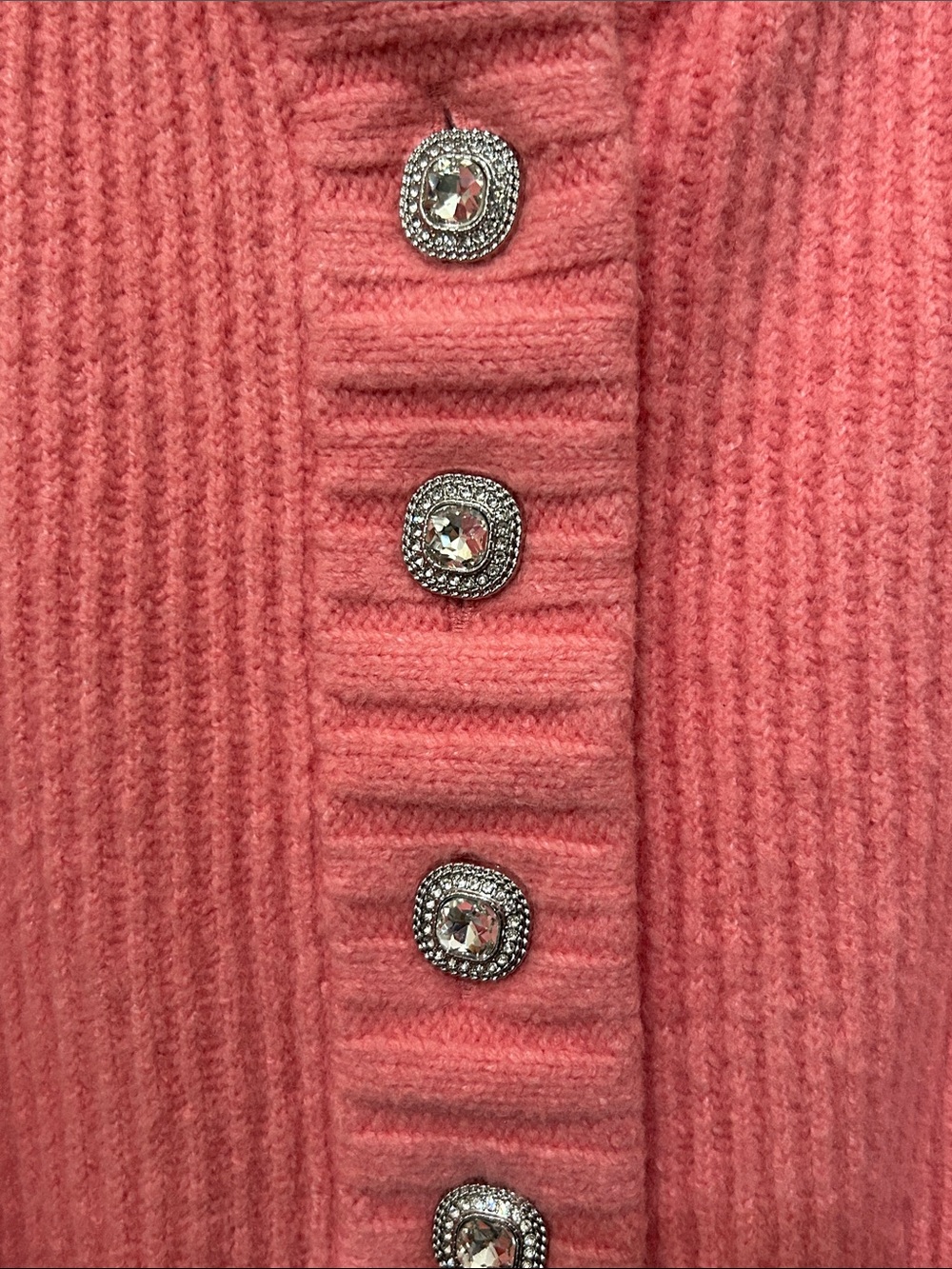 Talbots Coral Pink Ribbed Mock-Neck Pullover - Picture 4 of 5